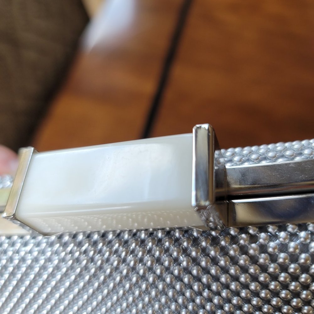 Jessica McClintock Silver Beaded Crossbody/Clutch - Picture 6 of 7